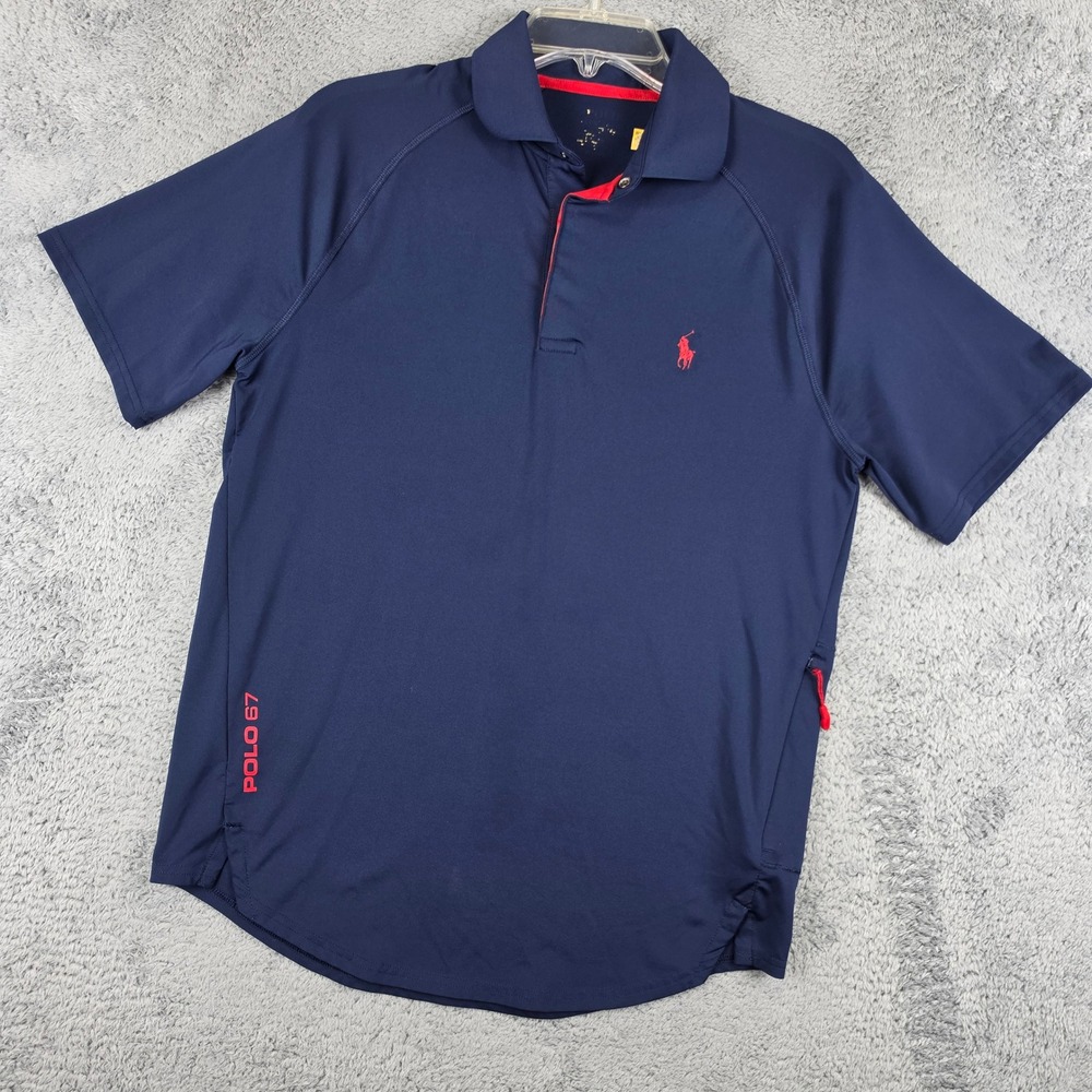 Polo Ralph Lauren Performance Polo Men S Navy Blue Side Zip Pocket Polo 67 Logo